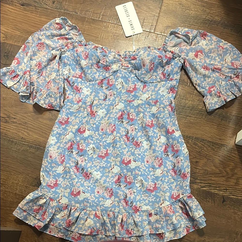 Floral Blue Mini Dress